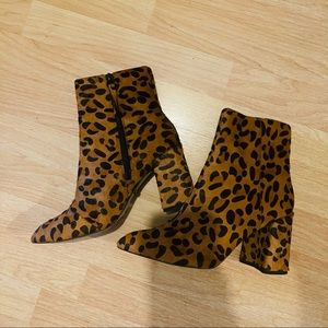 TOPSHOP LEOPARD ANKLE BOOTS WITH BLOCK HEEL US 7.5
